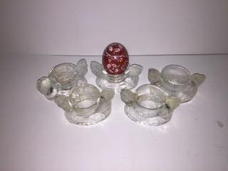 Set of (5) Egg Cups with (1) Painted Egg.