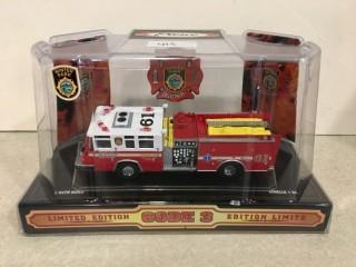 Pierce Limited Edition Code 3 Firetruck Diecast Model, 1:64 Scale.