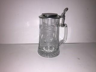 Etched Glass Moose/Bear Beer Stein.