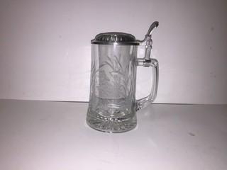 Etched Glass Fish Beer Stein.