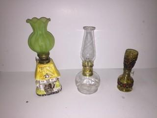 Lot of (3) Oil Lamps.