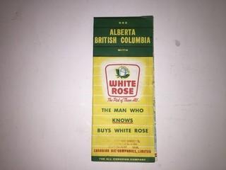 White Rose Alberta/BC 1956 Road Map.