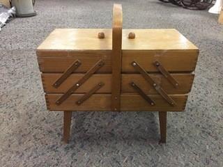 Sewing Box with Assorted Sewing Supplies.