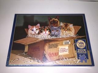 Unopened Cobble Hill 500 Piece Cat Puzzle.