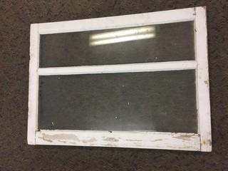 Antique Wood Frame Window, Approximately 36" x 26".