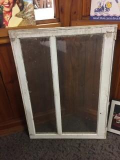 Antique Wood Frame Window, Approximately 36" x 26".