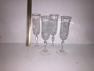 Set of (4) Crystal Champagne Flutes.