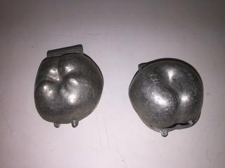 Set of (2) Pewter Apple & Peach Ice Cream Molds.