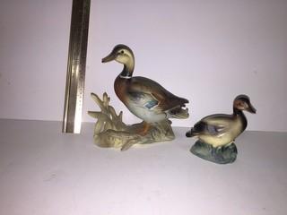 Set of (2) Porcelain Duck Figurines.