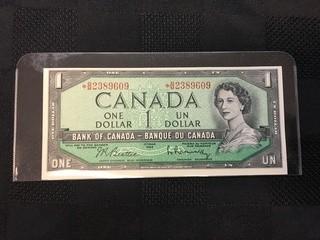 1954 One Dollar Bill, Serial Prefix BM, Beattie - Rasminsky