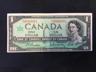 1967 Centennial One Dollar Bill, Serial Prefix MO, Beattie - Rasminsky