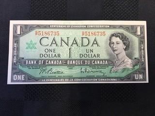 1967 Centennial One Dollar Bill, Serial Prefix GP, Beattie - Rasminsky