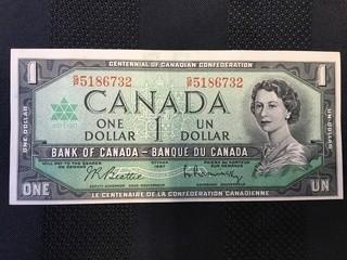 1967 Centennial One Dollar Bill, Serial Prefix GP, Beattie - Rasminsky