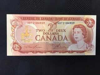 1974 Two Dollar Bill, Serial Prefix ABT, Lawson - Bouey