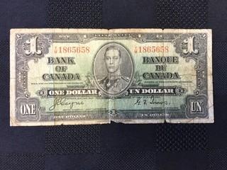 1937 One Dollar Bill, Serial Prefix YM, Coyne - Towers