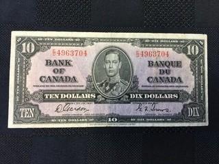 1937 Ten Dollar Bill, Serial Prefix ED, Gordon - Towers