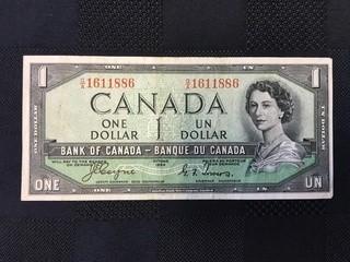 1954 One Dollar Bill, Serial Prefix GA, Coyne - Towers
