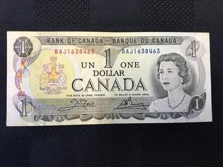 1973 One Dollar Bill, Serial Prefix BAJ, Crow - Bouey