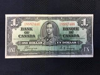 1937 One Dollar Bill, Serial Prefix RN, Coyne - Towers