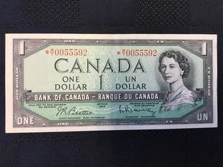 1954 One Dollar Bill, Serial Prefix *MY (Replacement Note), Beattie - Rasminsky