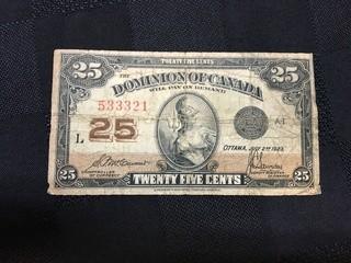 1923 Twenty Five Cent Shinplaster, McCavour - Saunders .