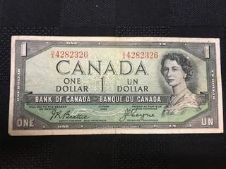 1954 One Dollar Bill, Devils Face Serial Prefix OA, Beattie - Coyne.