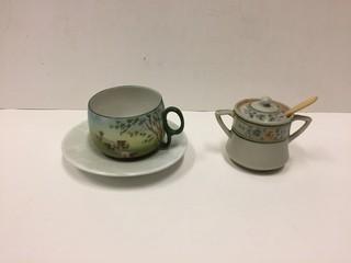 Porcelain Tea Cup, Saucer & Sugar Dish.