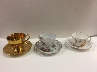 Lot of (3) Bone China Teacups & Saucers.