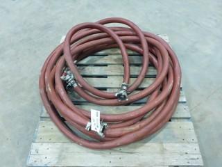  (2) 25ft 1 1/4" Air Hoses, 200 PSI, (1) 15ft 1 1/4" Air Hoses, 200 PSI