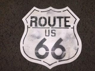 Wooden Route 66 Sign, Approximately 23 1/2" x 22".