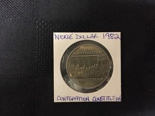 1982 Canadian Nickel Dollar Coin.