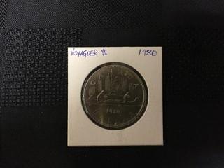 1980 Canadian Nickel Dollar Coin.