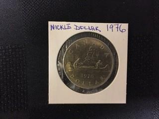 1976 Canadian Nickel Dollar Coin.