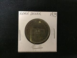 1973 PEI Canadian Nickel Dollar Coin.