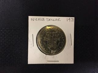 1971 BC Canadian Nickel Dollar Coin.