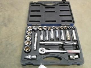 Jet 1/2" Drive Socket  Set With Carry Case Model SW1255-C-6 *NOTE: Not Complete* (E-2,5,2)