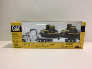 Caterpillar Hauler with Challenger 75E Tractors Diecast Model, 1:64 Scale.