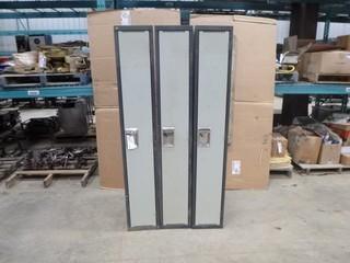 (3) Locker Cabinets, (6' Tall x 18" Deep x 12" Wide)