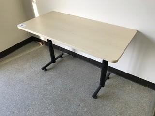 Lot of 2 Tables, Bookcase, Overhead Hutch, and Filing Cabinet.