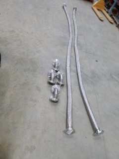 (2) Approx. 15' Braided Stainless Steel Hose 2" 150 Flanges , c/w 4 Stainless Steel 2" 150 90 degree fittings