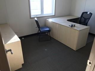 Contents of Office including L-Shaped Desk, Bookcase, Task Chair and Side Chair.