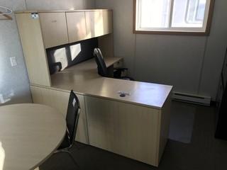 L-Shaped Desk w/ Overhead Hutch and Task Chair.