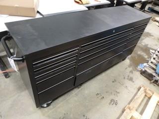 New 72" Black Powder Coated Steel 15 Drawer Tool Chest, 72”W x 18”D x 37.4”H *NOTE: Damaged*