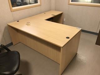 L-Shaped Desk and 3-drawer Cabinet.