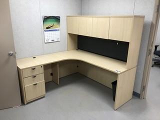 L-Shaped Desk w/ Overhead Hutch.