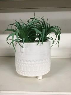 Flora Bunda White Ceramic Pot With Faux Succulents