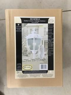 Richfield Outdoor Lantern, White Finish (7 1/4"W x 17 3/4"H x 9 3/4"D)