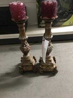 Quantity of (2) 16" Decorative Candle Holders