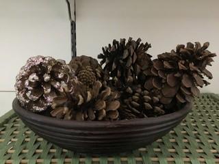 Decorative Pine Cones In Basket