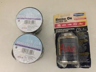 (6) Rolls of 60' Electrical Tape & (1) Red Brush-On Electrical Tape.